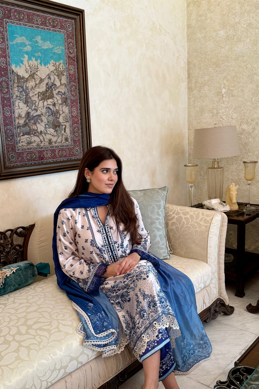 Blue & White Eastern Ladies Dress