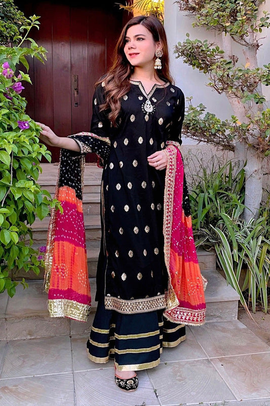 Black Zari Suit