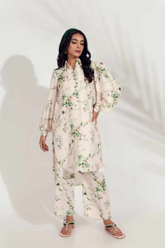 ANYA Green Florat Print Kurti in Silk